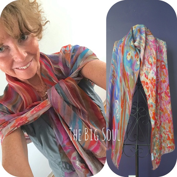 All Season Artist Modal Silk Multicoloured Scarf Wrap - Picture 1 of 9